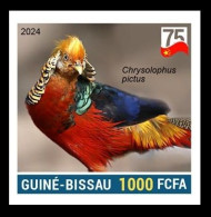 GUINEA BISSAU 2024 IMPERF STAMP 1V - CHINA BIRDS - GOLDEN PHEASANT FAISAN DORE - 75 ANNIV. OF CHINA - MNH - Hühnervögel & Fasanen