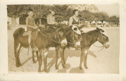 CARTE PHOTO -  ânes Promenade, Vue à Localiser. - Donkeys