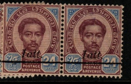 Thailand Cat 111 1907 King Rama V Provisional 1 Att On 24 Pair,mint Never  Hinged - Thaïlande