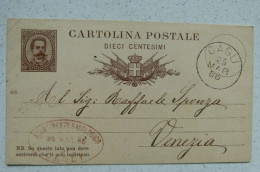 CAGLI PESARO - STABILIMENTO BACOLOGICO - TIMBRO OVALE SU CARTOLINA POSTALE 1886 X VENEZIA - 138 ANNI! - Pesaro