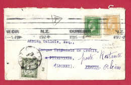 !!! NOUVELLE-ZÉLANDE, LETTRE DE 1924 POUR LA FRANCE AVEC TAXE DE POSTE RESTANTE À L'ARRIVÉE - Lettres & Documents