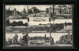 AK Hamm I.W., Ringanlage, Bahnhof, Kurhaus, Knappschaftskrankenhaus  - Hamm