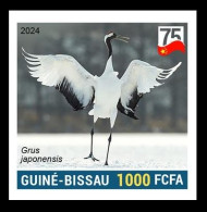 GUINEA BISSAU 2024 IMPERF STAMP 1V - CHINA BIRDS - RED CROWNED CRANE GRUE DU JAPAN - 75 ANNIV. OF CHINA - MNH - Aves Gruiformes (Grullas)