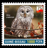 GUINEA BISSAU 2024 STAMP 1V - CHINA BIRDS - URAL OWL OWLS HIBOUX HIBOU CHOUETTE OURAL - 75 ANNIV. OF CHINA - MNH - Gufi E Civette