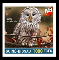 GUINEA BISSAU 2024 IMPERF STAMP 1V - CHINA BIRDS - URAL OWL OWLS HIBOUX HIBOU CHOUETTE OURAL - 75 ANNIV. OF CHINA - MNH - Eulenvögel