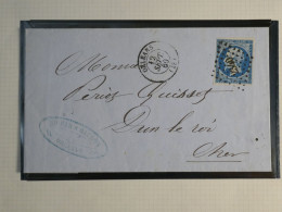 DN8 FRANCE   LETTRE 1860 ORLEANS  A  DUN LE ROI  +N°14    + AFF. INTERESSANT+++ - 1849-1876: Période Classique