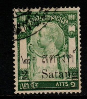 Thailand Cat 129 1909 Surcharged 2 Sat On 2 Atts Green, Used - Thaïlande