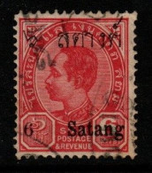 Thailand Cat 138 1909 Surcharged 6 Sat On 6 Atts Red, Used - Thaïlande