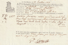 Connaissement Straforello .Navire Le Brave Capitaine Le Cannac  Port Maurice (Porto Maurizio > Imperia).....1821 - Verkehr & Transport