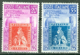 Italie  Yv 591/592 Ou Sass 653/654  * * TB  Timbre Sur Timbre  - 1946-60: Nieuw/plakker