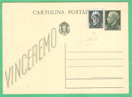 REGNO D'ITALIA 1942 CARTOLINA POSTALE VEIII VINCEREMO 15 C Verde (FILAGRANO C97) NUOVA CON FRANCOBOLLO G.N.R. 15 C. - Entiers Postaux