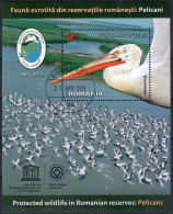 Romania, 2015  CTO, Mi. Bl. Nr. 623                     Great White Pelican (Pelecanus Onocrotalus) - Usado