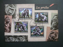 Monkeys. Affen. Singes # Central African Republic # 2014 Used S/s #126 Gorillas Animals - Scimmie