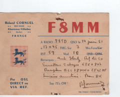Cpa.carte QSL Radio Amateur.F8MM To F3TD.Roland Cornuel.1951 - Radio Amatoriale