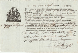 Connaissement A.R..le .Navire La Vergine D Grand  Capitaine B.Defreau..Genova (Genes).. 1819 - Transports