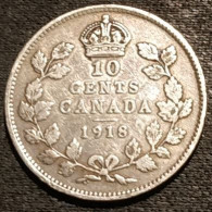 CANADA - 10 CENTS 1918 - Argent - Silver - Georges V Avec "DEI GRATIA" - KM 23 - Canada