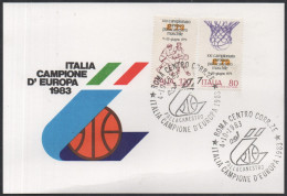 BASKETBALL - ITALIA ROMA 1983 - ITALIA CAMPIONE D'EUROPA PALLACAMESTRO - CARTOLINA UFFICIALE - A - Basketbal