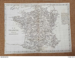 Carta Geografica O Mappa Francia Divisa In Dipartimenti Leonardo Cacciatore 1831 - Landkarten