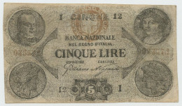 5 LIRE FALSO D'EPOCA BANCA NAZIONALE NEL REGNO D'ITALIA 30/10/1867 BB+ - [ 8] Ficticios & Especimenes