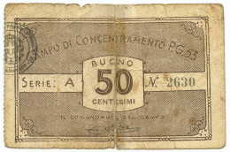 50 CENTESIMI PRIGIONIERI DI GUERRA WWII CAMPO 53 URBISAGLIA 1939/1945 MB/BB - Sonstige & Ohne Zuordnung