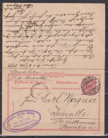 Dt.Reich Auslands-Doppelkarte P 27/01 Oo Von Altona 1899 Nach Brasilien Und Zurück, Seltene Doppelverwendung - Briefkaarten