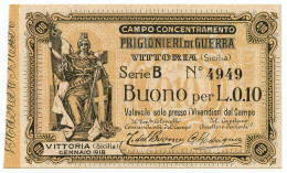 10 CENTESIMI CAMPO CONCENTRAMENTO PRIGIONIERI GUERRA VITTORIA GENNAIO 1918 SUP - Otros & Sin Clasificación