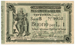 1 LIRA CAMPO CONCENTRAMENTO PRIGIONIERI DI GUERRA WWI VITTORIA GENNAIO 1918 SUP- - Andere & Zonder Classificatie