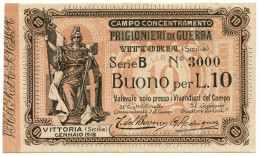 10 LIRE CAMPO CONCENTRAMENTO PRIGIONIERI GUERRA WWI VITTORIA GENNAIO 1918 SUP+ - Sonstige & Ohne Zuordnung