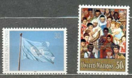 ONU NEW YORK MNH ** 595-596 Drapeau Mosaïque De Norman Rockwell La Règle D'or - Unused Stamps