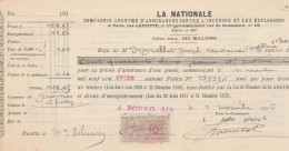 BOURG - AIN - ASSURANCE LA NATIONALE -  QUITTANCE EN 1916 - Otros & Sin Clasificación