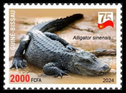 GUINEA BISSAU 2024 STAMP 1V - CHINA AMPHIBIANS & REPTILES - CROCODILE CROCODILES - CHINA 75 ANNIV. - MNH - Other & Unclassified