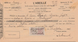 BOURG - AIN - ASSURANCE L'ABEILLE -  QUITTANCE EN 1916 - Otros & Sin Clasificación