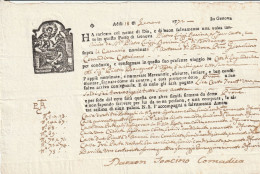 Connaissement P.L.Bavina  Navire San Antonio De Padova  Capitaine J.Comadixia Genes (Genova)  1772 - Transporte