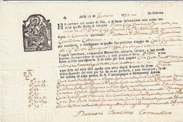 Connaissement P.L.Bavina  Navire San Antonio De Padova  Capitaine J.Comadixia Genes (Genova)  1772 - Transports