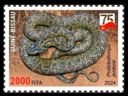 GUINEA BISSAU 2024 STAMP 1V - CHINA AMPHIBIANS & REPTILES - SNAKE SNAKES VIPER SERPENTS VIPERE - CHINA 75 ANNIV. - MNH - Slangen