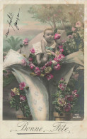 FETES - VOEUX - Bonne Fête - Bébé - Fleurs - Paysage - Arbres - Colorisé - Carte Postale Ancienne - Autres & Non Classés