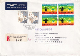 Recommandé Luftpost 8022 Zurich 22 Fraumunster Briefannahme 872 Musée International D Horlogerie Bruxelles Royale Belge - Covers & Documents