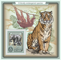 Solomon Is - 2017 - Endangered Species: Elephants, Monkey And Tiger - Yv Bf 625 - Elefanten