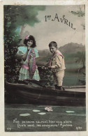 FETES - VOEUX - 1er Avril - Poisson D'avril - Enfants - Pêche - Bateau - Poissons - Colorisé - Carte Postale Ancienne - Erster April