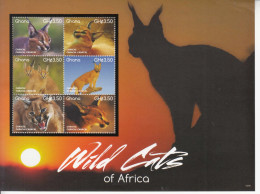 2015 Ghana Wild Cats Complete Set Of 4 Sheets  MNH * Crease To Top Right Corner Of S/S Of 6** - Ghana (1957-...)