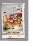 Illustration Une JOlie Petite Fille Avec Sa Poupée Dans Les Bras Chapeau De Fleur Bleu Blanc 1982 Rouge Maison Fleur - Ohne Zuordnung