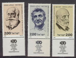 Israel 1978.  Personalities Mi 779-81  (**) - Unused Stamps (with Tabs)