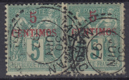 TIMBRE MAROC TYPE SAGE 5 CENTIMOS N° 1 EN PAIRE CACHET MAZAGAN DU 30 JUIN 97 - Usados