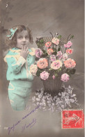 FETES - VOEUX - Anniversaire - Joyeuse Anniversaire - Enfants - Fleurs Dans Une Vase - Colorisé - Carte Postale Ancienne - Verjaardag