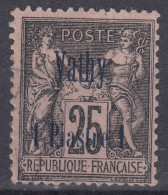TIMBRE VATHY TYPE SAGE 25c NOIR SURCHARGE N° 7 OBLITERATION TRES LEGERE - Used Stamps