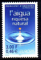 Andorra Frz. Mi.Nr. 567 Europa 2001, Wassertropfen (3,00/0,46) - Sonstige & Ohne Zuordnung