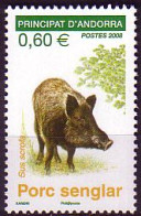 Andorra Franz Mi.Nr. 671 Naturschutz, Säugetiere, Wildschwein (0,60) - Autres & Non Classés
