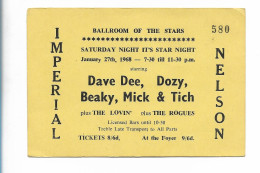 Y28718/ Dave Dee, Dozy, Beaky, Mick & Tich Ticket Eintrittskarte 1968  - Sonstige & Ohne Zuordnung