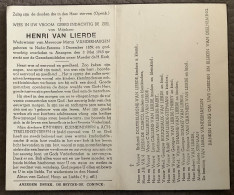 Henri Van Lierde - Neder Eename - 1859 / 1945 (weduwnaar Van Maria Vanderhaegen) - Devotion Images