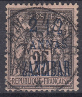 TIMBRE ZANZIBAR TYPE SAGE SURCHARGE BLEUE N° 29 OBLITERATION CHOISIE - Oblitérés